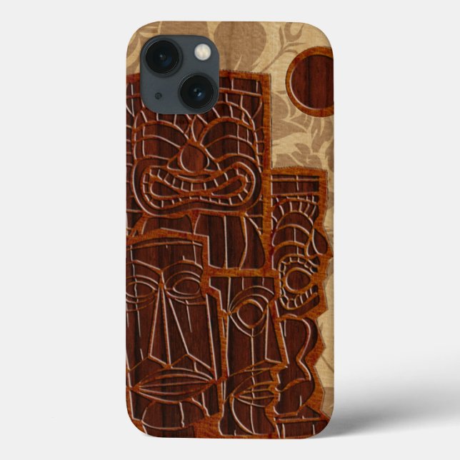 Koa Wood Tiki Sun Surfboard iPad Mini Retina Case-Mate iPhone Case (Back)