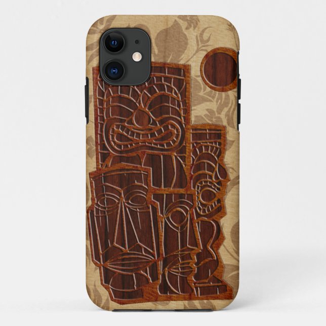 Koa Wood Tiki Sun Surfboard iPhone 5 Cases (Back)