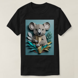 Koala 3D Paper Art Design T-shirt 