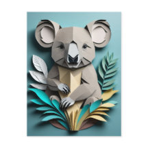 Koala 3D Paper Art Design T-shirt 