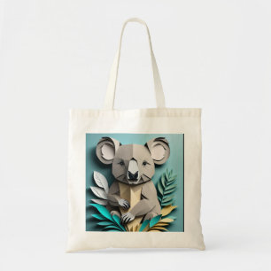 Koala 3D Paper Art Design T-shirt  Tote Bag