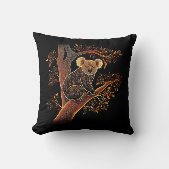 Koala aborigonal art style Throw Pillow (Front)
