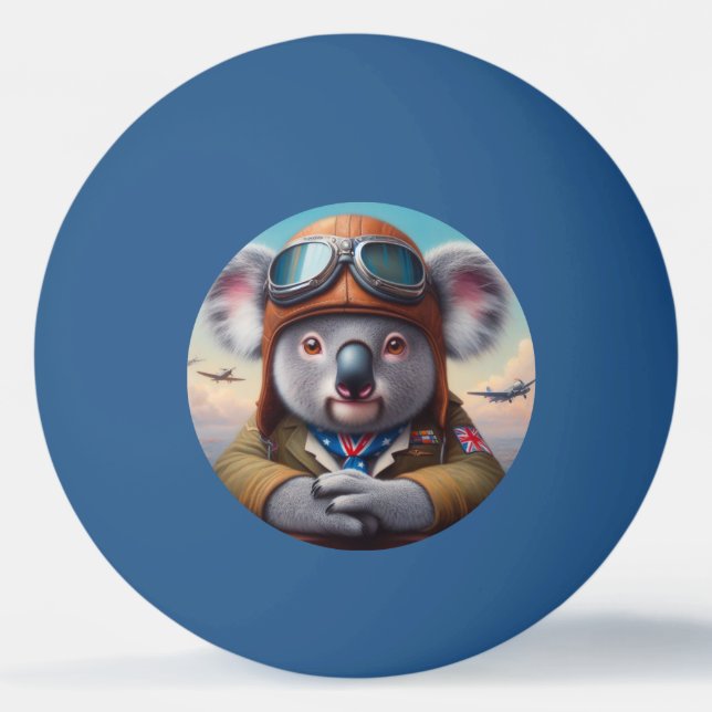 Koala Airplane Pilot Ping Pong Ball (Front)