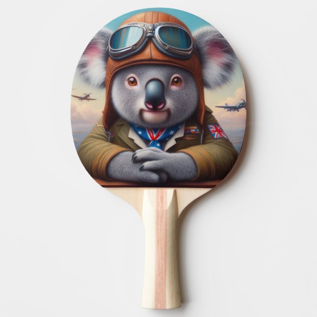 Koala Airplane Pilot Ping Pong Paddle (Front)