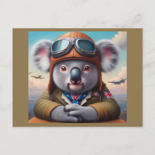 Koala Airplane Pilot Postcard