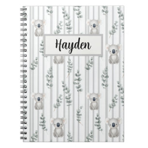 Koala and Gray Stripes Notebook