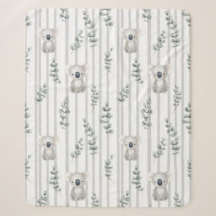 Koala and Gray Stripes Sherpa Blanket