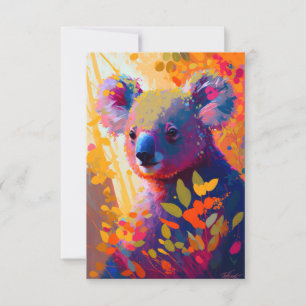 Koala Animal Portrait Painting Wildlife Outdoors Thank You Card