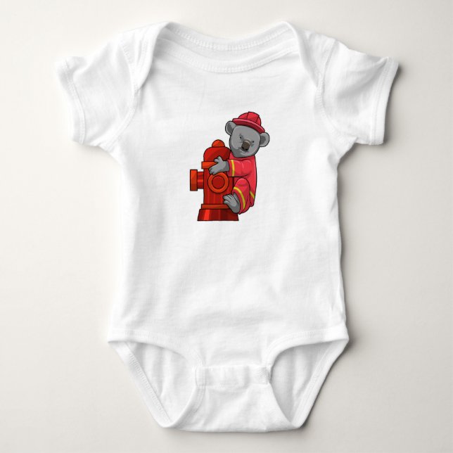 Koala as Firefighter with Fire hydrant Baby Bodysuit (Front)