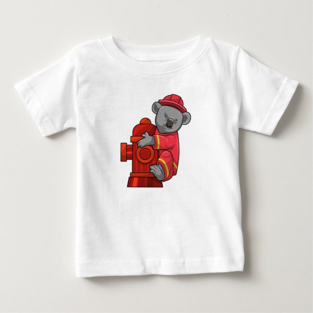 Koala as Firefighter with Fire hydrant Baby T-Shirt (Front)