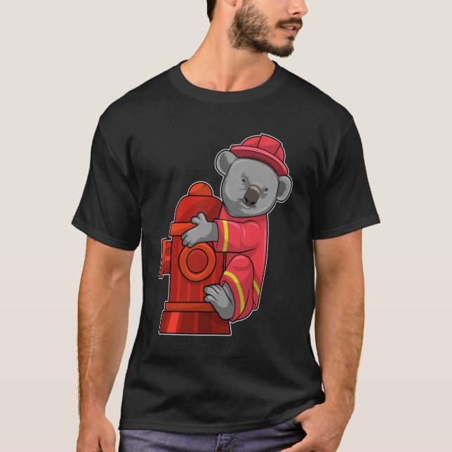Koala as Firefighter with Fire hydrant T-Shirt (Front)