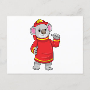 Koala as Firefighter with Helmet Postcard