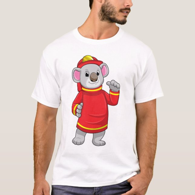 Koala as Firefighter with Helmet T-Shirt (Front)