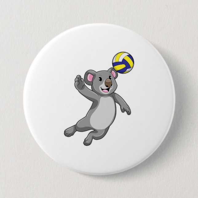 Koala as Volleyball player with Volleyball 3 Inch Round Button (Front)