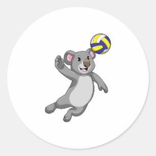 Koala as Volleyball player with Volleyball Classic Round Sticker