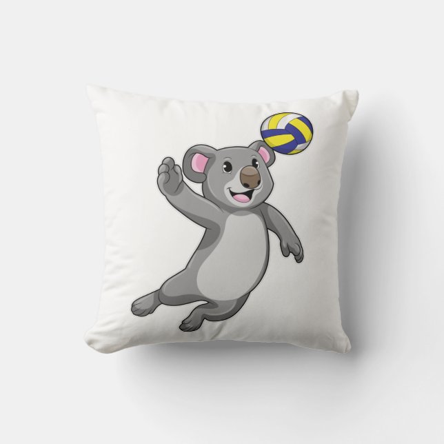 Koala as Volleyball player with Volleyball Throw Pillow (Front)