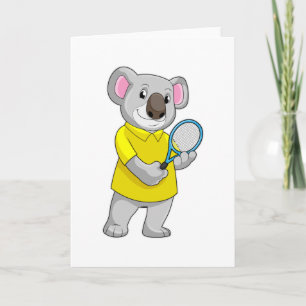 Koala at Tennis with Tennis racket Card