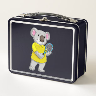 Koala at Tennis with Tennis racket Metal Lunch Box