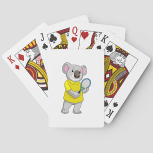 Koala at Tennis with Tennis racket Playing Cards