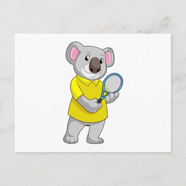 Koala at Tennis with Tennis racket Postcard (Front)