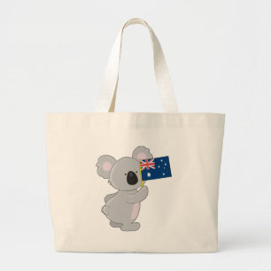 Koala Australian Flag Large Tote Bag