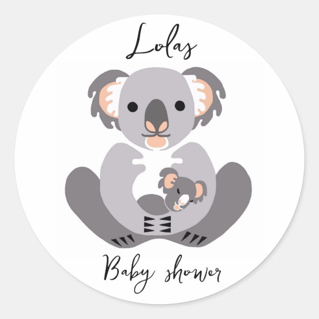 KOALA - Baby Shower - Animal -personalized  Classic Round Sticker (Front)