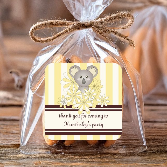 Koala Baby Shower / Children's Birthday Party Square Sticker (Creator Uploaded)