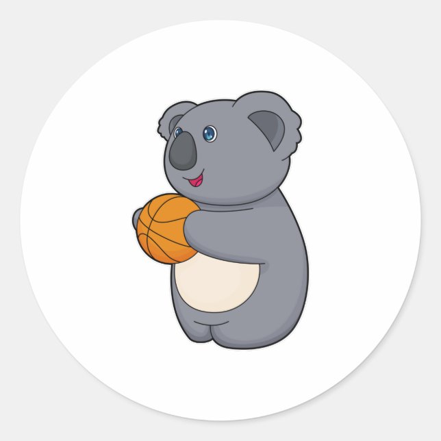 Koala Basketball player Basketball Classic Round Sticker (Front)