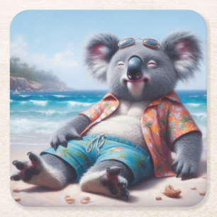Koala Beach Square Paper Coaster