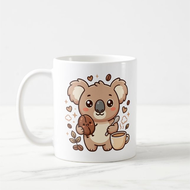 Koala Bean & Spoon Kawaii Coffee Mug (Left)