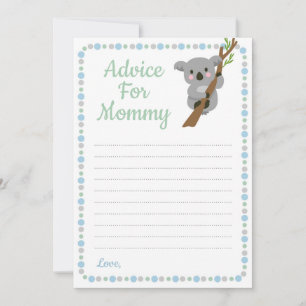 Koala Bear Advice For Mommy Shower Game Blue Boy Card