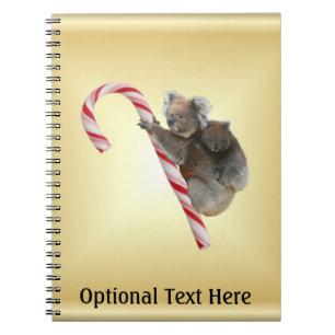Koala Bear and Joey Cub Candy Cane Notebook