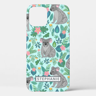 Koala Bear Australia Wildlife Cute Floral Name iPhone 12 Case