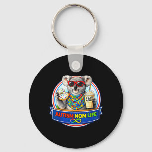 Koala Bear Autism Mom Life Doughnut Milkshake Keychain