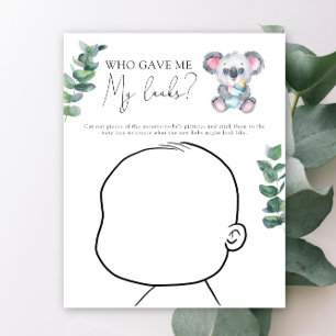 Koala bear baby shower Baby face game