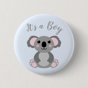 Koala Bear Baby Shower Blue Boy 2 Inch Round Button
