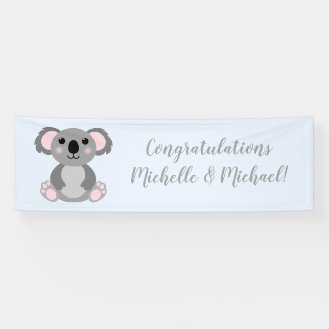 Koala Bear Baby Shower Blue Boy Banner (Horizontal)