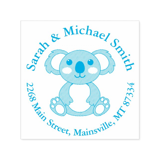 Koala Bear Baby Shower Blue Boy Self-inking Stamp (Design)