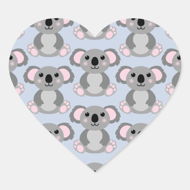 Koala Bear Baby Shower Blue Heart Sticker (Front)