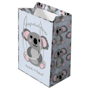 Koala Bear Baby Shower Blue Medium Gift Bag