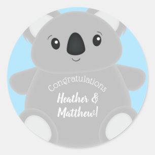 Koala Bear Baby Shower Classic Round Sticker