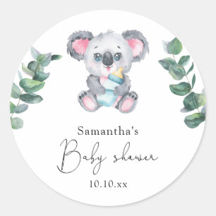 Koala Bear Baby Shower Classic Round Sticker