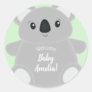 Koala Bear Baby Shower Classic Round Sticker