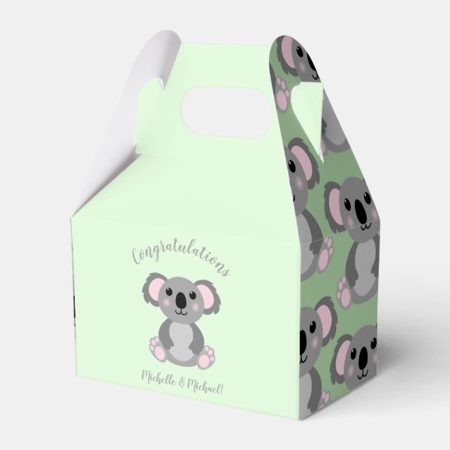 Koala Bear Baby Shower Favor Box (Front Side)