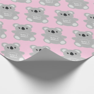 Koala Bear Baby Shower Girl Wrapping Paper