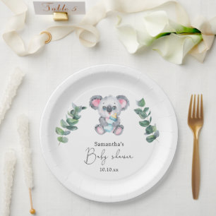 Koala Bear Baby Shower Paper Plate