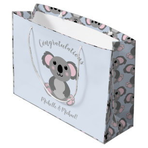 Koala Bear Baby Shower Pink Girl Large Gift Bag