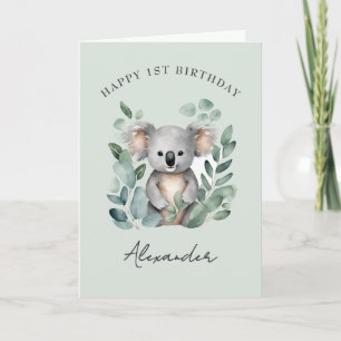 Koala Bear Boys 1st Birthday Party  Card