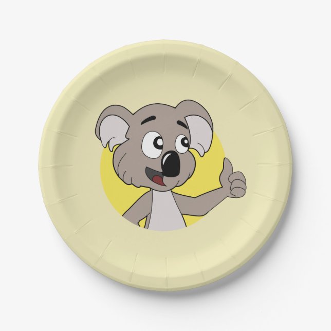 Koala bear cartoon paper plates (Front)
