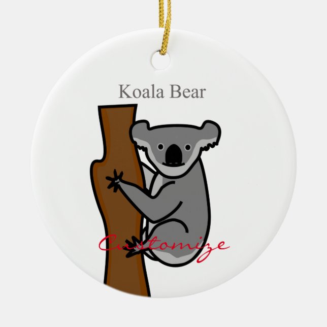 Koala Bear Climbing Tree Thunder_Cove Ceramic Ornament (Front)